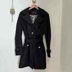 Calvin Klein Hooded Black Button Up Rain Trench Coat Jacket Size Small