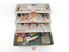 Plano 6300N full of lures bobbers sinkers jigs. Tackle Box 3 Tray Green