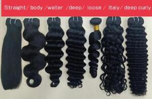 100% Raw Human Hair Bundles Straight/Body/Water/Curly/ Loose Deep Wave/ closure