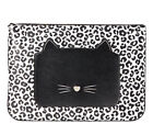 Kate Spade Meow Cat Large Zip Pouch Clutch Black Multi Leopard Animal Print NEW