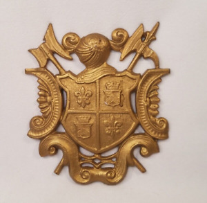 Vintage Solid Brass Decorative Coat Of Arms Wall Decor Heavy Small 6