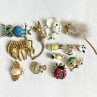 Vintage Animal & Insect Brooch Lot Of 12