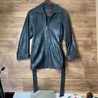 LNR Soft Black Leather Jacket Trench Coat XS Small Vintage