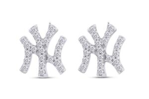 Men's & Women's Stud Earrings Simulated Diamond 14K White Gold Plated Silver