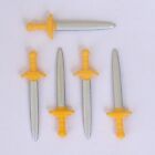 Playmobil Weapons   5 x Silver Swords Yellow Handle   Knights/Roman/Pirates  New
