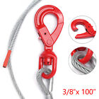 New ListingWire Rope Winch Cable 3/8''x100inch Steel Rigging with Self Locking Swivel Hook