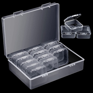 Blulu 12 Pieces Plastic Clear Storage Box Organizer with Snap-Tight Closure Latc