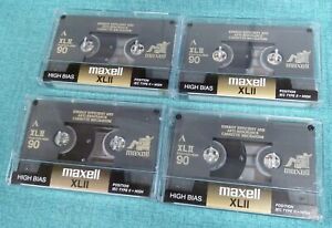 lot AE _ (4) blank cassette tapes _ MAXELL XLII 90 _ type II _ unused, unsealed