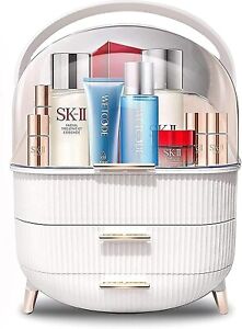 Jeezi Egg-Shape Makeup Storage Box, Countertop Organizer, Dressing Case, White