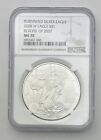 2008 Burnished W Silver Eagle $1 Reverse Of 2007 MS 70