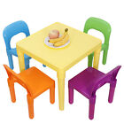 Kids Plastic Table and 4 Chairs Set Multicolor Play Room Furniture for Reading