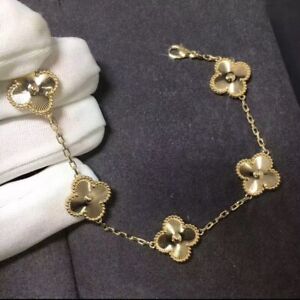 Van Cleef & Arpels Alhambra Gold Guilloche 5 Motifs Bracelet High Quality