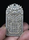 New Listing5.3CM Old Chinese Miao Silver Feng Shui Foo Dog Lion Head Dragon Luck Pendat