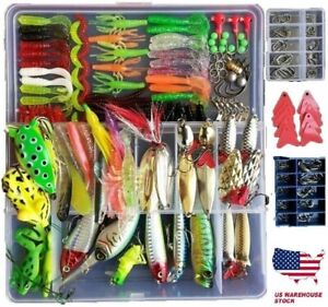 275 PCS Set Fishing Tackle Box Full loaded Accessories Hooks Lures Baits Worms