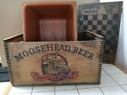 Vintage MOOSEHEAD Canadian Lager Beer Crate w/Lid and LINER dove tail wood box
