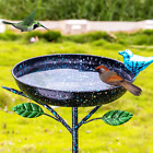 New ListingQipade Metal Bird Bath with Garden Stake, Lightweight Birdbath Detachable, Rustp