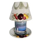 Yankee Candle Sage and Fruit Design Large Shade and Plate Set USED 22 oz Topper
