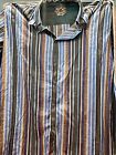 Robert Graham Multi-Color Stripe Long Sleeve Flip Cuff Shirt Mens Size 2XLB