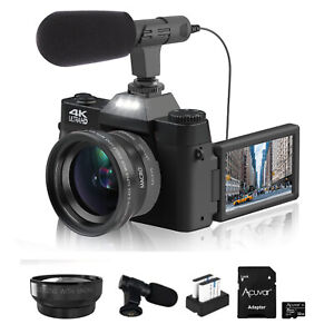 Digital Camera 4K 48MP 16X Anti-Shake Vlogging Camera Wi-Fi W/ Battery 32GB TF