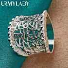 URMYLADY 925 Sterling Silver Concave Hollow 7-10 # Ring For Women Charm Jewelry