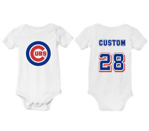 PERSONALIZED Chicago Cubs Newborn Baby Bodysuit Infant Baseball Sports Kid Shirt