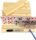 Wood Wooden 4 Pcs Playing Card Holders Rack Hands Free Trays Organizer Free Ship
