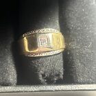 Vintage Mens 14k Solid Gold  Tiny Diamond Ring Size 9.5 4.6g