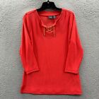 Chicos Travelers Blouse Womens Size 0 Small Top 3/4 Sleeve Red Slinky