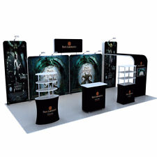 20ft Custom Trade Show Display Booth Set with TV Bracket Counter Shelf Lights