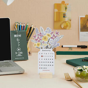 2024 Bloomy Flower Desk Calendar Vase Shaped New Year Monthly Calendar Planner