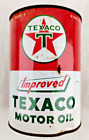 Vintage TEXACO Improved Motor Oil 1 Quart Metal Can - Empty