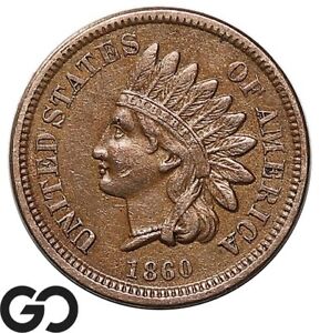 1860 Indian Head Cent Penny, AU