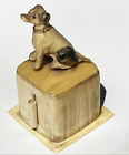 Vintage Windup Celluloid Jack Russell Terrier Tape Measure on Bakelite? moves