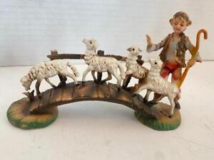 Vintage Fontanini Italy PVC Nativity Sheep Shepherd On Bridge Figure