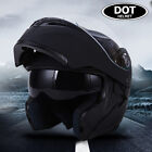 Matte Black DOT Motorcycle Modular Flip Up Dual Visor Sun Adult Full Face Helmet