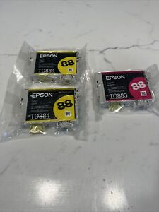 GENUINE EPSON Sealed 88 Lot of 3 T0884 X 2. T0883 X1