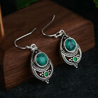 Boho Artificial Turquoise Silver plated Drop Earrings Lab-Created