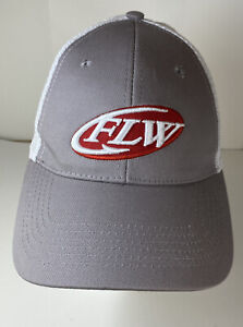 FLW Fishing Hat Cap Mesh Trucker Adult Adjustable Grey White Red NWOT