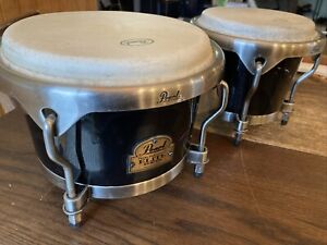 Pearl Elite Series Black Fiberglass Bongos Full Size Diameter Drums 7