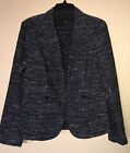 CAbi Navy Blue Mingle Tweed Jacket Blazer Blue Notch Collar Zip Up #723 Women 12