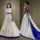 Plus Size Wedding Dresses Halter Neckline Backless Embroidery A Line Bridal Gown