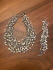 Ann Taylor Statement Necklace And Bracelet In Silver With Lots Of Sparkle