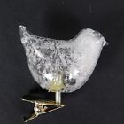 Bird Crackled Clear Glass Clip On Ornament