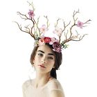 Fairy Flower Antlers Crown Hair Floral Deer Headbands Wedding Headpiece For Wome
