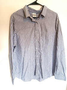 Blair Women's White Blue Striped Long Sleeve Button Down Shirt Size XL