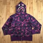 BAPE text color camo shark full zip hoodie purple camo A Bathing Ape Size S