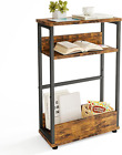 Narrow Side Table, Small End Table with Magazine Rack, 3 Tier Skinny Bedside Tab