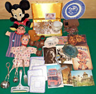 Vintage Junk Drawer Lot Grandma's Collectables Disney Hand Puppet Plates Jewelry