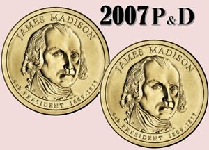💰 2007 P&D James Madison - Presidential $1 Coin program - UNC - US mint