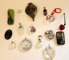 lot necklace charm pendant glass crystal assorted gold Hawaii heart bell rose
